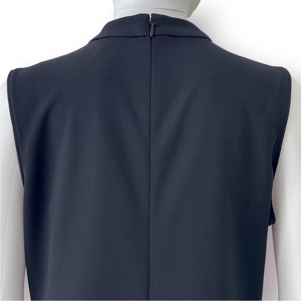 ANNE KLEIN Tie-Neck Accent Sheath Midi Dress Sleeveless Dark Navy Blue Back Zip - Picture 7 of 10